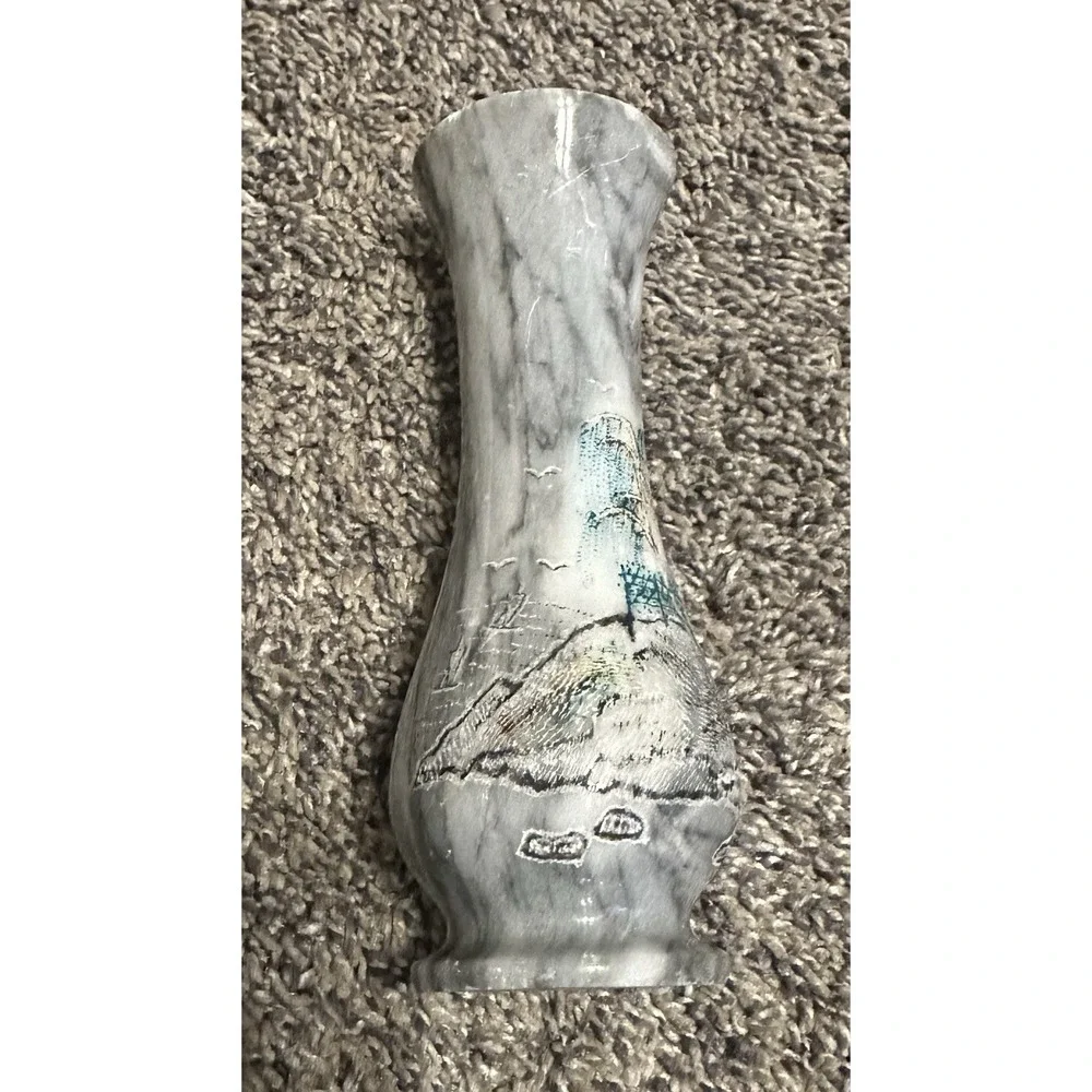 VINTAGE Asian Inspired ETCHED MARBLE VASE ~6